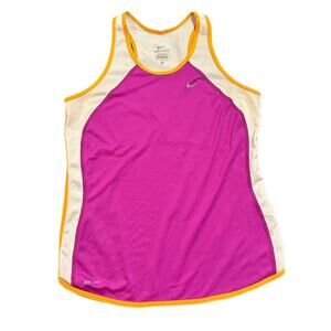Nike Womens purple dri fit tank orange white trim size M